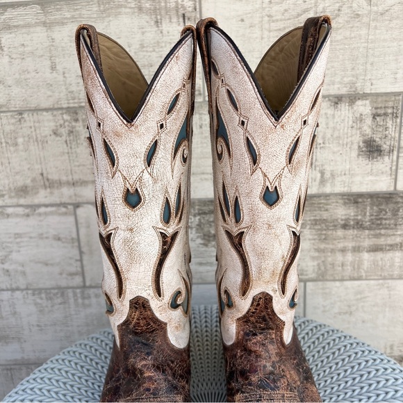 Stetson Distressed Leather Western Cowboy Boots - Picture 5 of 16